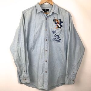 [3 for $15] Warner Bros Daffy Duck Vintage Button Down Shirt L